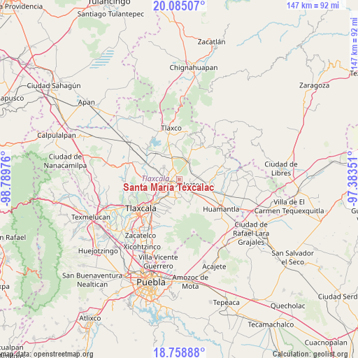 Santa María Texcalac on map