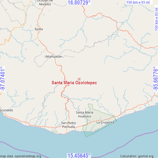 Santa María Ozolotepec on map