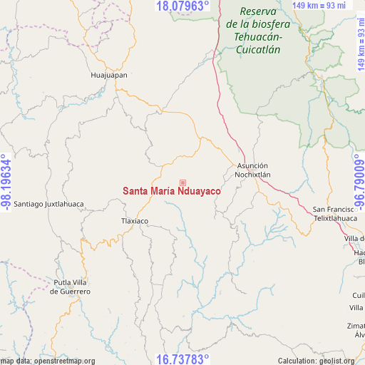 Santa María Nduayaco on map