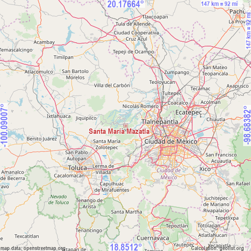 Santa María Mazatla on map