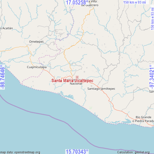 Santa María Jicaltepec on map