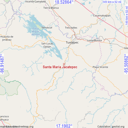 Santa María Jacatepec on map