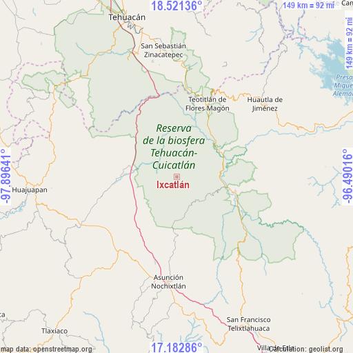 Ixcatlán on map