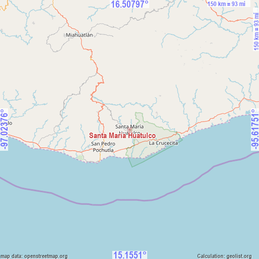 Santa María Huatulco on map