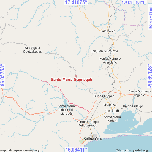 Santa María Guenagati on map