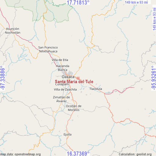 Santa María del Tule on map