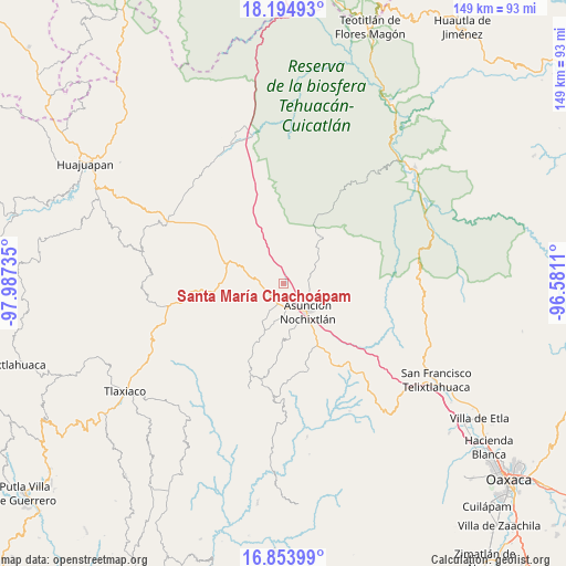 Santa María Chachoápam on map