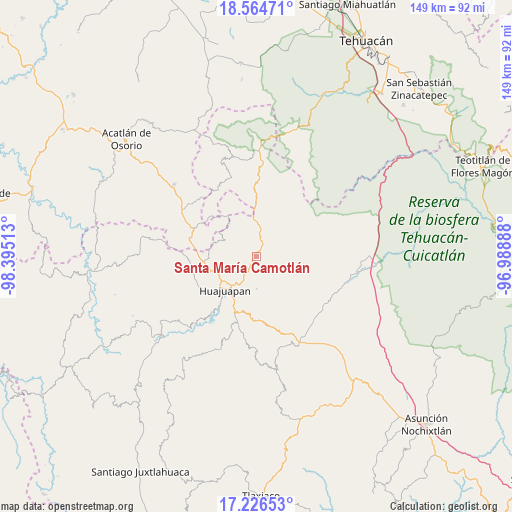 Santa María Camotlán on map