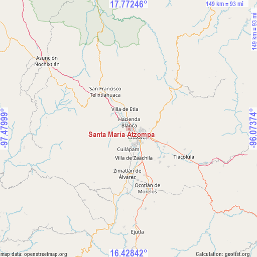 Santa María Atzompa on map