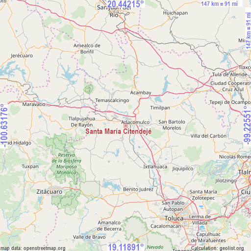 Santa María Citendejé on map