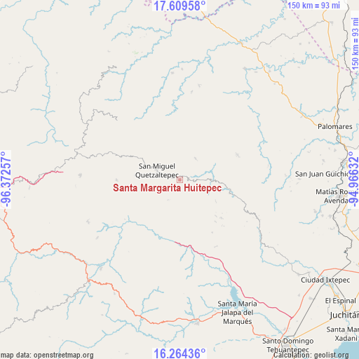 Santa Margarita Huitepec on map