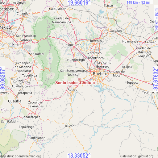 Santa Isabel Cholula on map