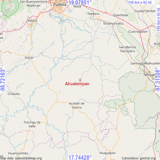 Ahuatempan on map