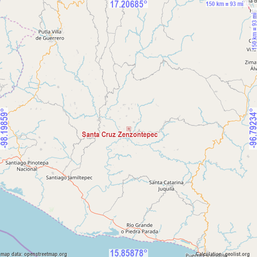 Santa Cruz Zenzontepec on map