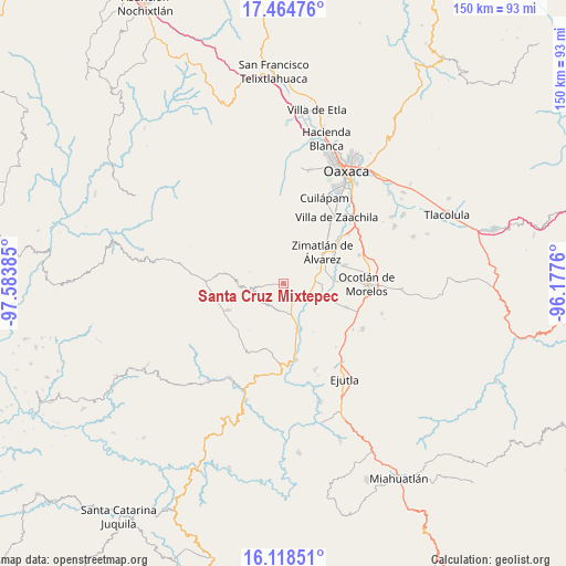 Santa Cruz Mixtepec on map