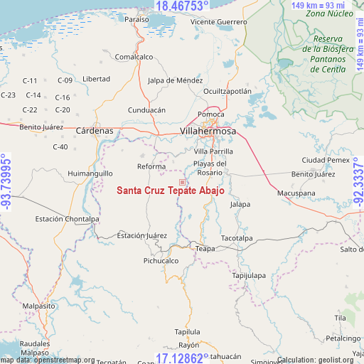 Santa Cruz Tepate Abajo on map