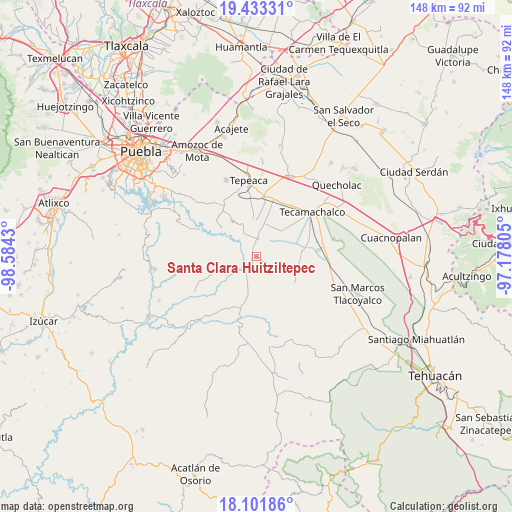 Santa Clara Huitziltepec on map