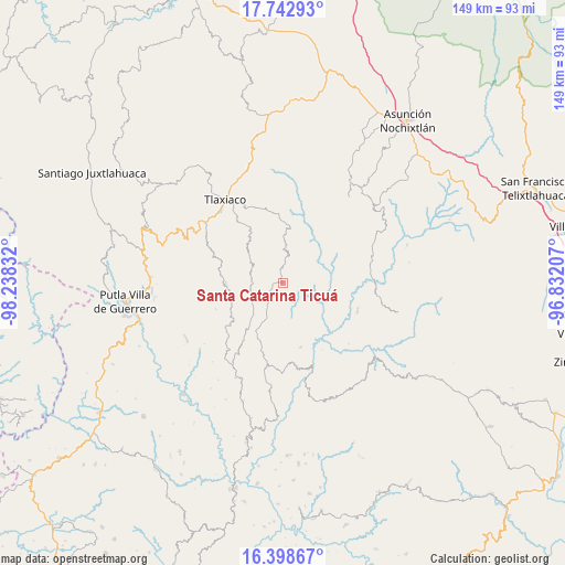 Santa Catarina Ticuá on map