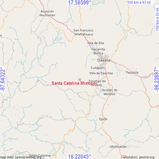 Santa Catalina Mixtepec on map