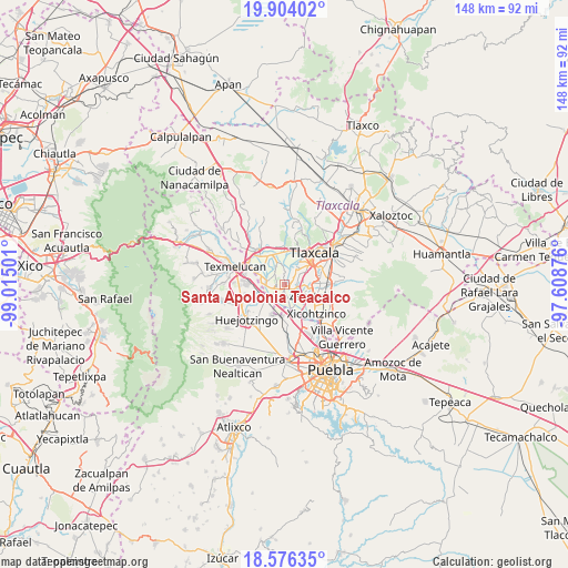 Santa Apolonia Teacalco on map