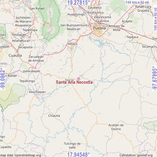 Santa Ana Necoxtla on map