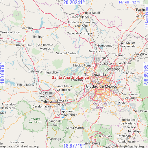 Santa Ana Jilotzingo on map