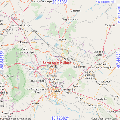 Santa Anita Huiloac on map