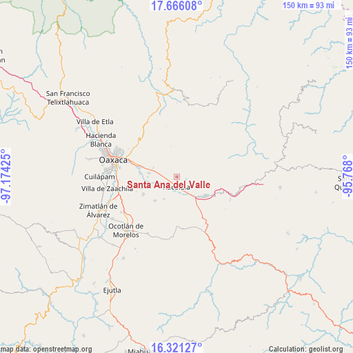 Santa Ana del Valle on map