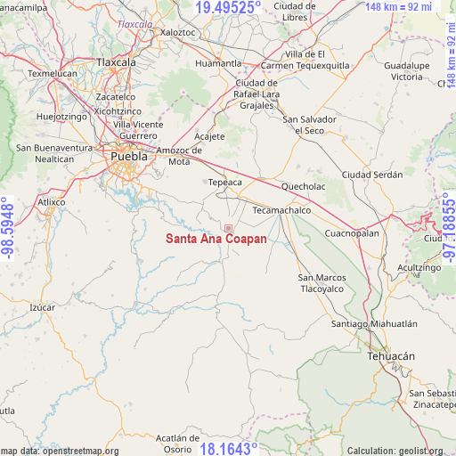 Santa Ana Coapan on map
