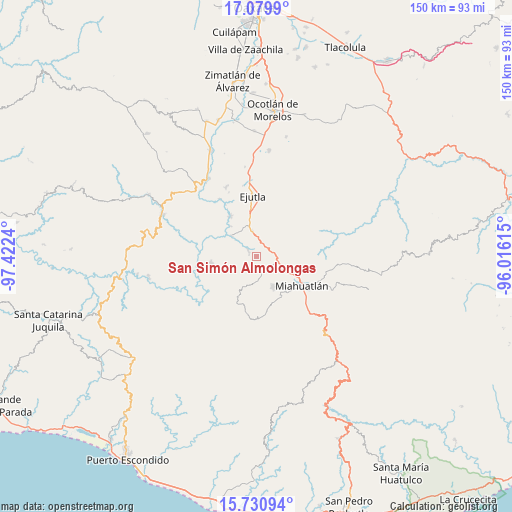 San Simón Almolongas on map