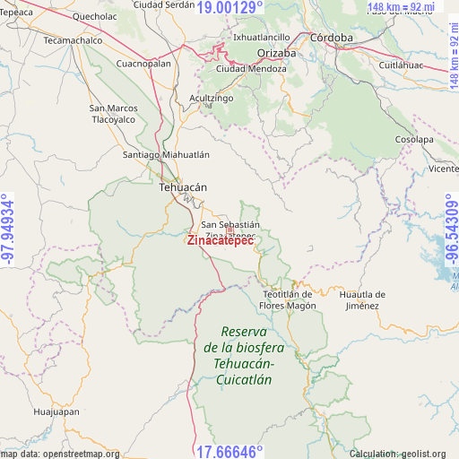 Zinacatepec on map
