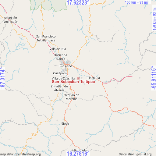 San Sebastian Teitipac on map