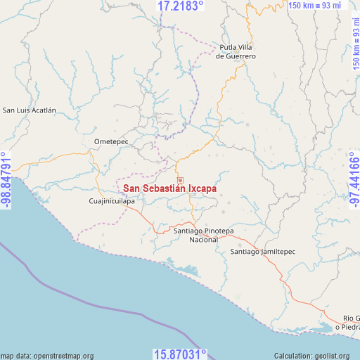 San Sebastián Ixcapa on map