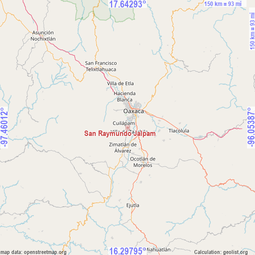 San Raymundo Jalpam on map