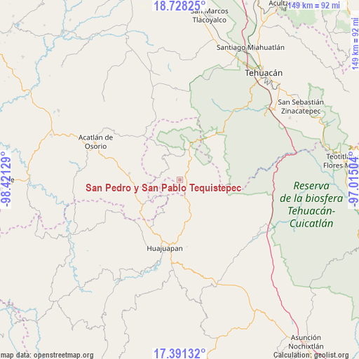 San Pedro y San Pablo Tequistepec on map