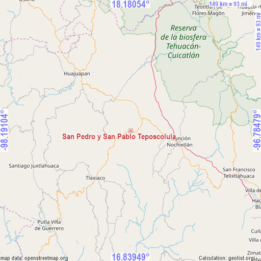 San Pedro y San Pablo Teposcolula on map