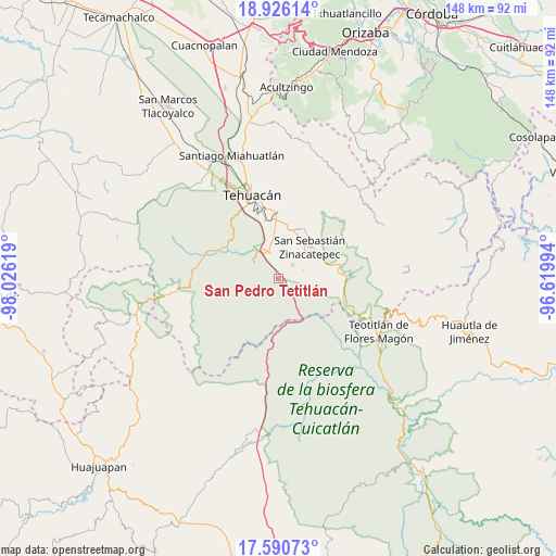 San Pedro Tetitlán on map