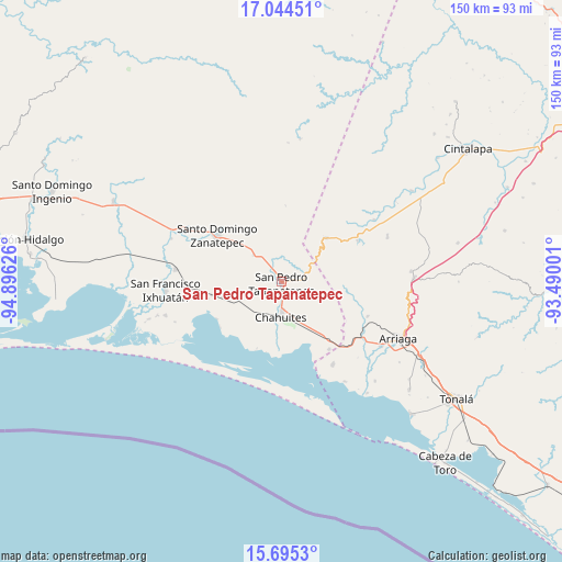 San Pedro Tapanatepec on map