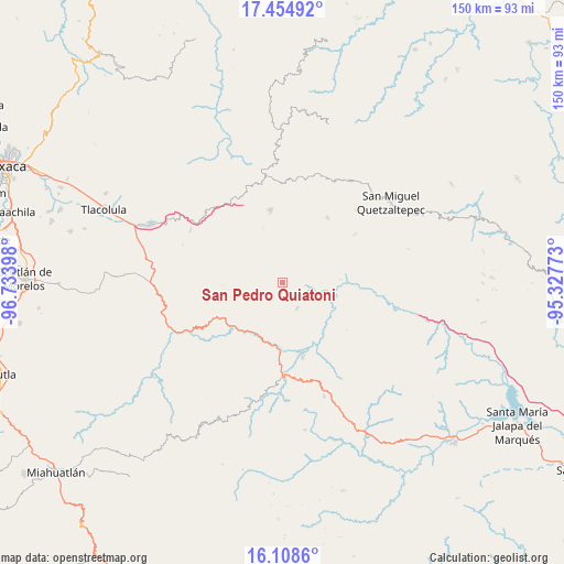 San Pedro Quiatoni on map