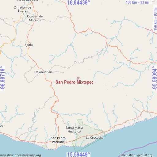 San Pedro Mixtepec on map