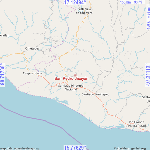 San Pedro Jicayán on map