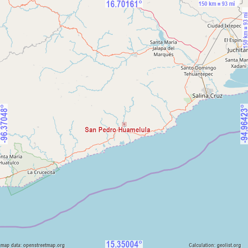 San Pedro Huamelula on map