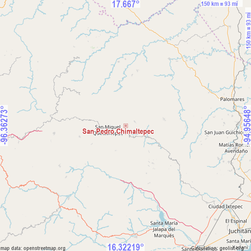 San Pedro Chimaltepec on map