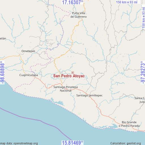 San Pedro Atoyac on map