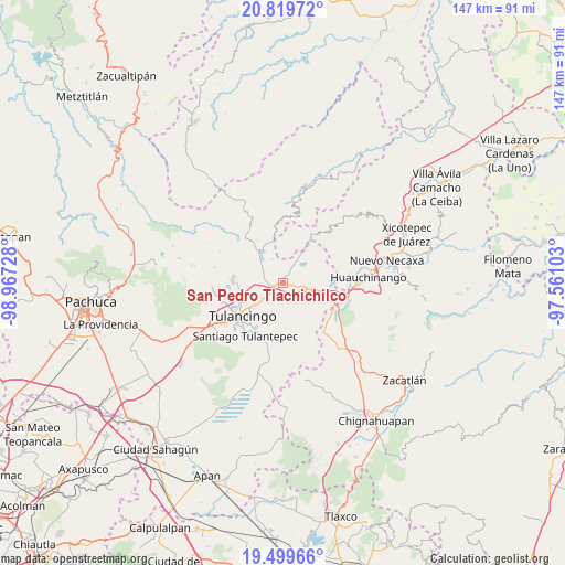 San Pedro Tlachichilco on map