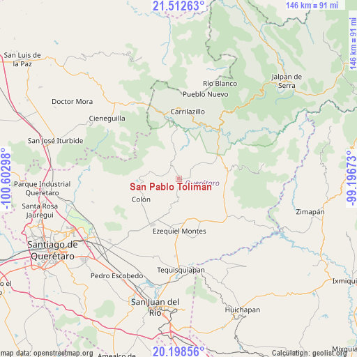 San Pablo Tolimán on map