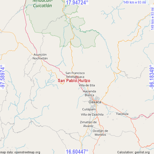 San Pablo Huitzo on map