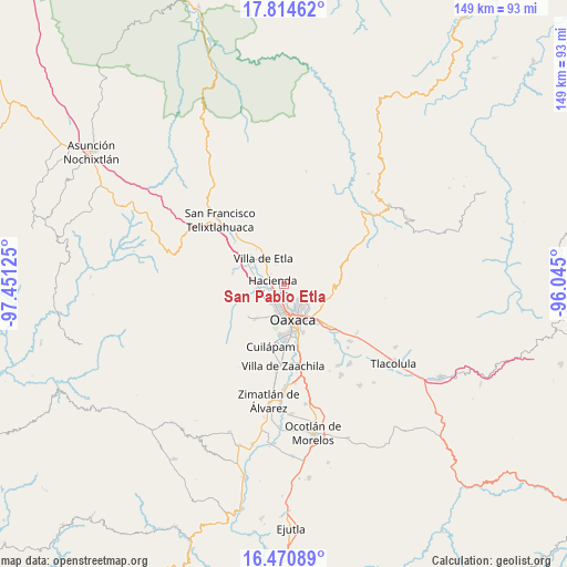 San Pablo Etla on map