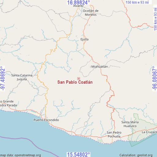 San Pablo Coatlán on map