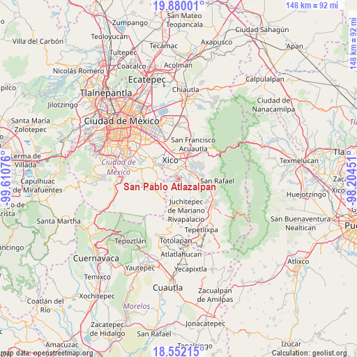 San Pablo Atlazalpan on map